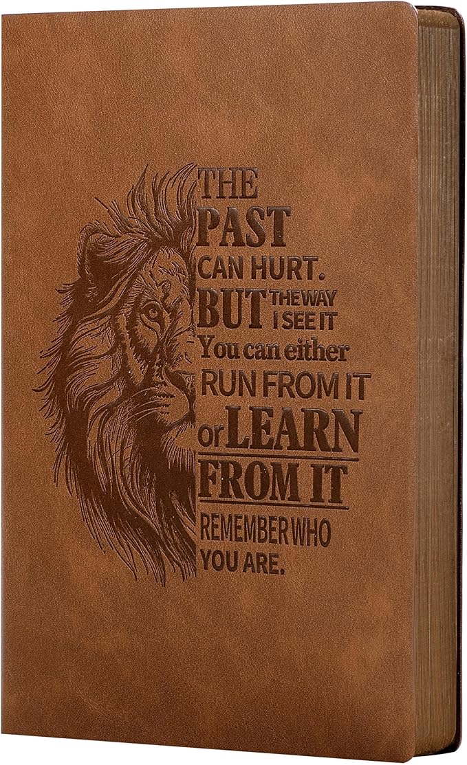 Leather Journal for Men Soft Cover 256 Pages Lined Journals for Writing A5 Lion Journaling Notebooks Vintage Travel Inspirational Diary, 5.7" x 8.3", Brown