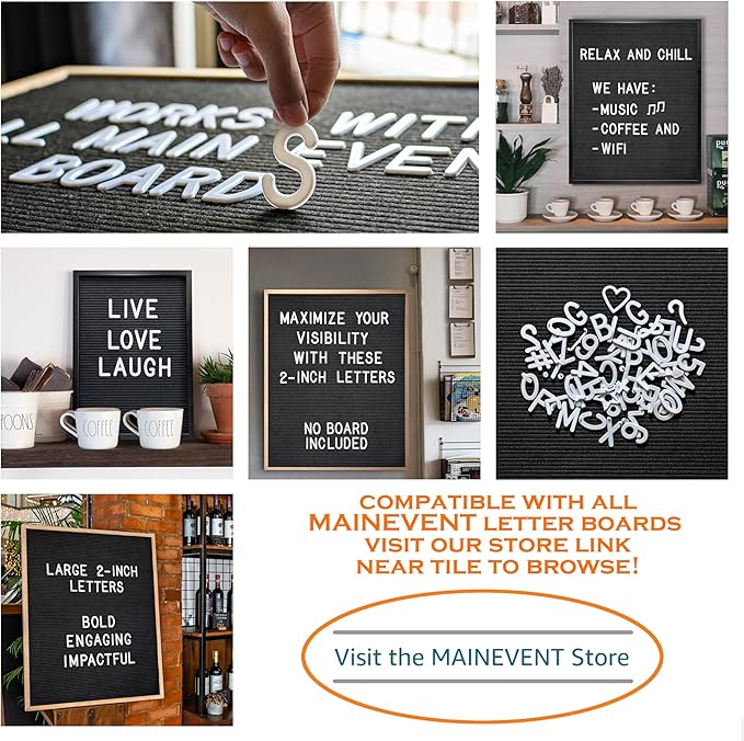 Letter Board Plastic Letters Set 2 Inch, Letter Board Letters Only NO BOARD INCLUDED, White Large Felt Board Letters, Plastic Letters Letter Board, Felt Letter Board Letters Symbols