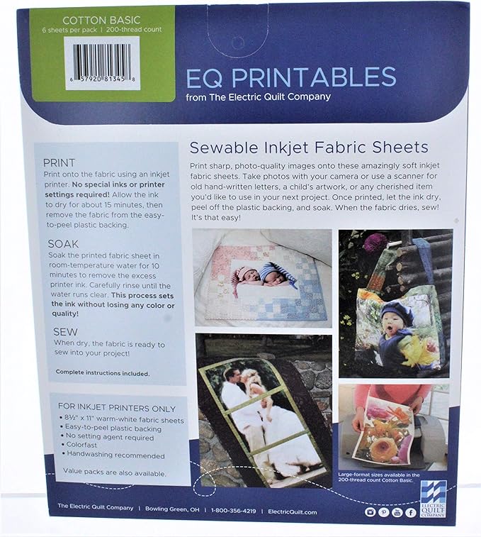 Inkjet Fabric Sheets,1 Pack