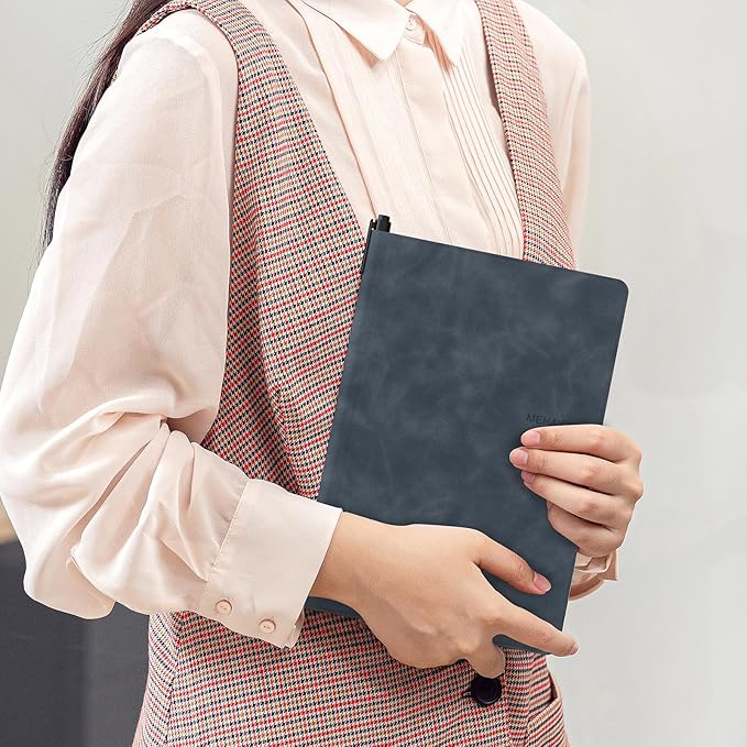 Portable Dry Erase Board,Reusable Whiteboard Notebook, Double-Sided White Board PU Cover 9.5"x6.6" with Marker,Wipe Cloth (Black)