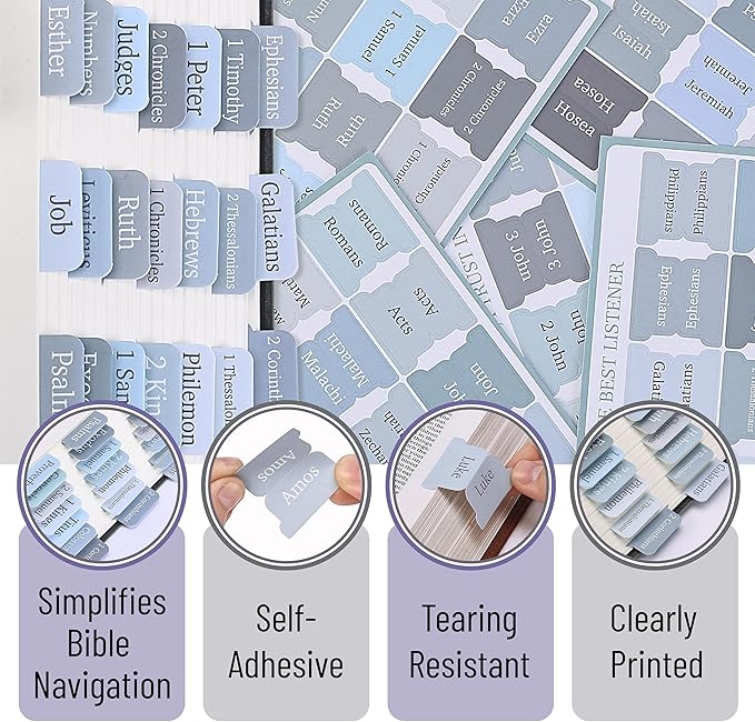Mr. Pen- Bible Tabs, 75 Tabs, Laminated Bible Tabs for Women and Men, Bible Tabs for Study Bible, Bible Index Tabs, Bible Book Tabs, Bible Labels Tabs, Mr Pen Bible Tabs