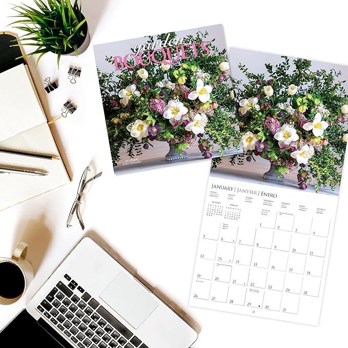 Graphique 2025 Garden Bouquets Wall Calendar | 12” x 12” | Thick Paper | Home & Office Organizer | Large Monthly Grid | 3 Languages & Marked Holidays | 4 Month Preview Page for 2026