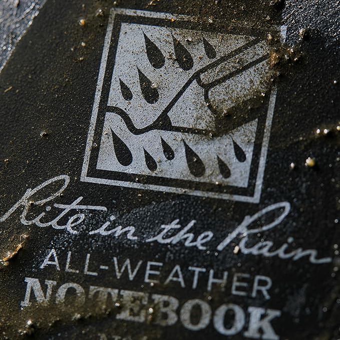 Rite in the Rain Weatherproof Side Spiral Notebook, 8.5" x 11", Black Cover, Universal Page Pattern (No. 773-MX)