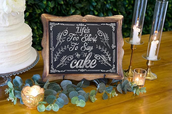 Tabletop Chalkboard Sign with Easel (11x13) + White Liquid Chalk Marker | Hanging or Freestanding Framed Chalkboard with Hand Crafted Sweetheart Frame - Multipurpose Small Chalkboard Sign