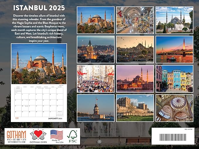 Istanbul Turkey Calendar 2025 Monthly Wall