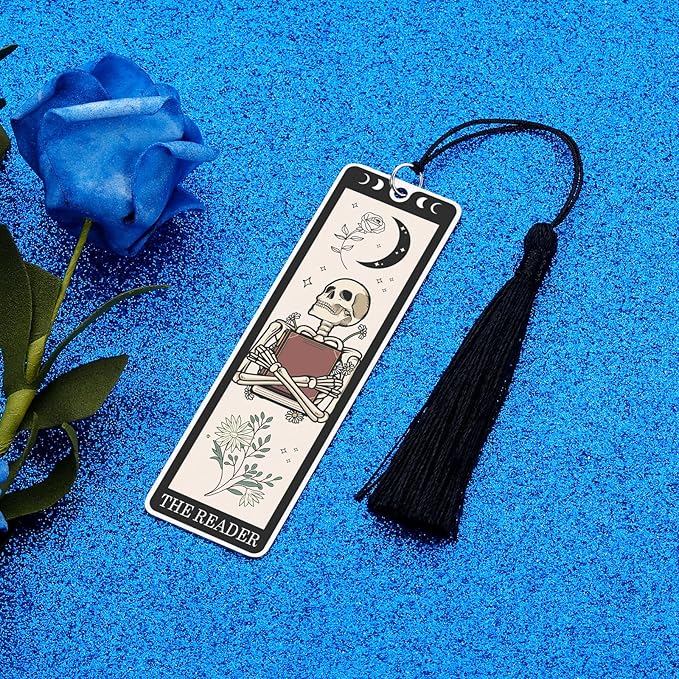 Octamber Book Lover Gifts for Women Christmas Bookmarks Funny Bookmarks for Women Men Tarot Bookmark Skeleton Tarot Cards Bookmark Horror Gifts Birthday Gifts Stocking Stuffers for Women Men Teens