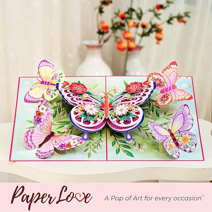 Paper Love 3D Pop Up Card, Jumbo Displayable Art, Gift for Birthday, Wedding, Anniversary, Mothers Day, Get Well, All Occasion - 10" x 14" Cover - Includes Envelope and Note Card