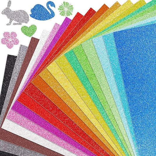 BigOtters 20 Sheets Glitter Cardstock, 10 Colors Premium Glitter Paper for Crafts, 8.5 x 11 Inches, 250GSM