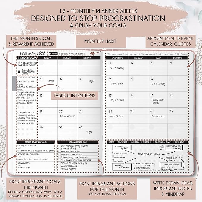 Goal Planner & Life Planner - A 12 Month Journey to Bring Harmony In Your Life, Increase Productivity, Passion, Success & Happiness - Productivity Planner, Habit-Tracker, Gratitude Journal & Organizer