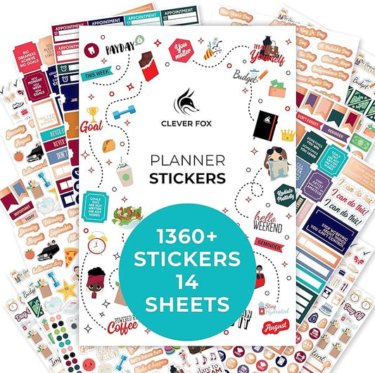 Clever Fox Planner Stickers – Monthly, Weekly & Daily Planner Stickers 14 Sheets Set of 1360+ Unique Stickers by Clever Fox (Value Pack)