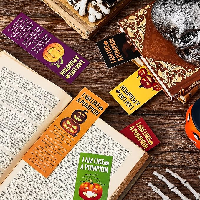 Gueevin 120 Pieces Halloween Bookmarks Pumpkin Bible Verses Bookmarks Christian Bookmarks Religious Book Markers for Women Girl Book Lovers Church Baptism Christian Halloween Gifts