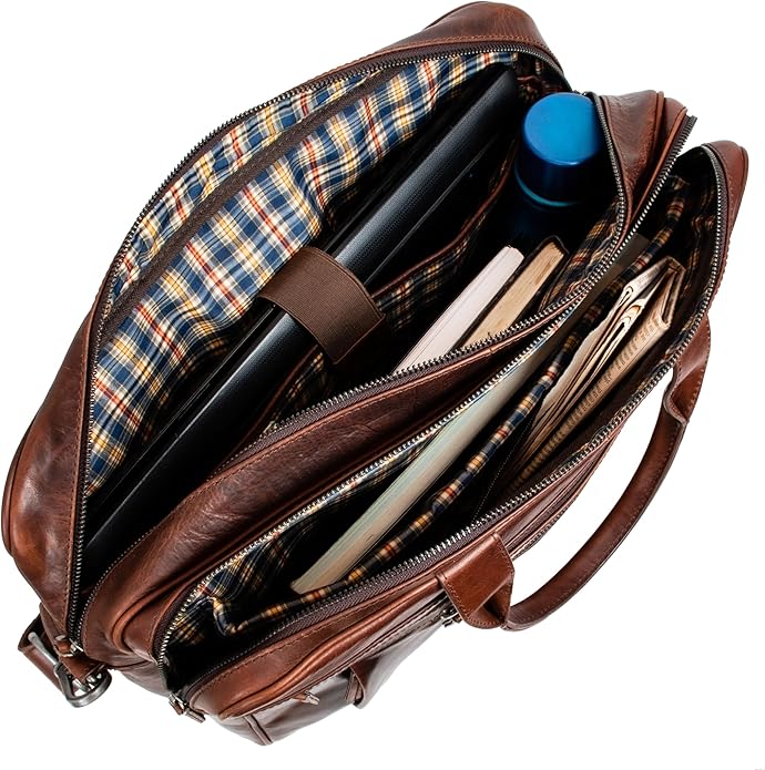 Marc Peter Laptop Bag Los Angeles I Leather Shoulder bag for 15.6 inch Laptop I Briefcase for men and women