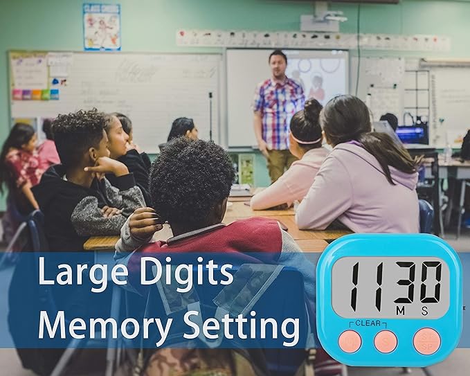 Classroom Timers for Teachers Kids Large Magnetic Digital Timer 4 Pack Blue White