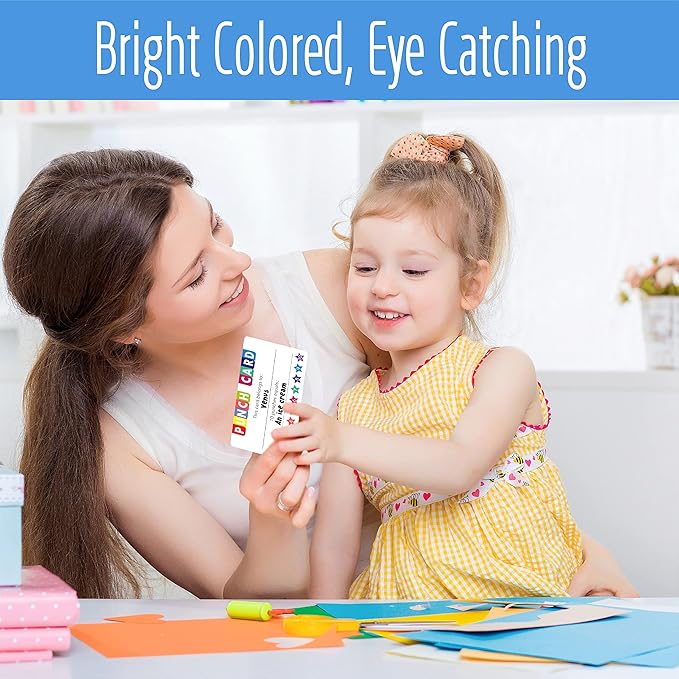 102 PCS Punch Cards, Star Shaped Incentive Reward Cards Business Size Student Award Cards Boost Creativity & Skills Development for Business, Classroom, Kids Behavior, Students, Teachers, 3.5” x 2”