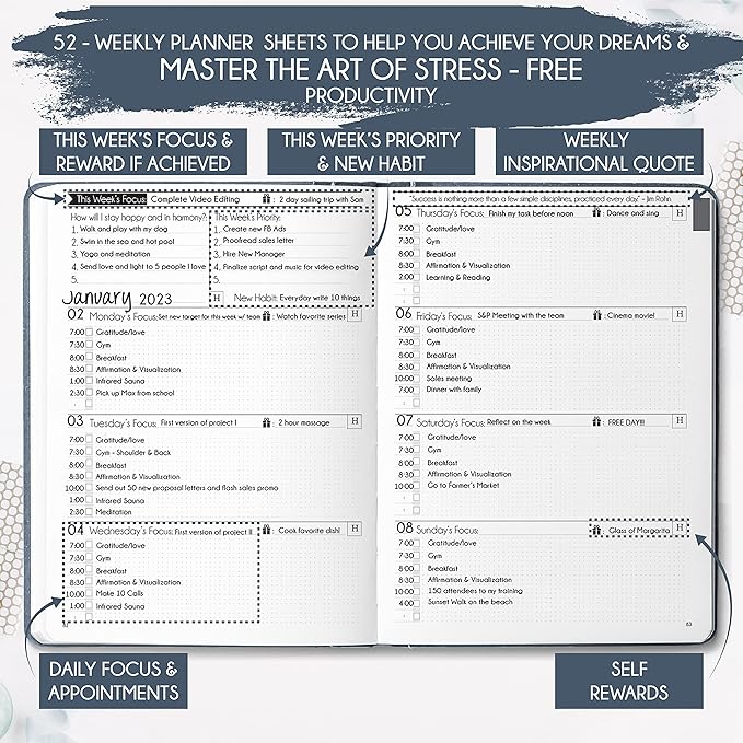 Harmony Goal Planner - A 12 Month Journey to Bring Harmony in Your Life, Increase Productivity, Passion, Success & Happiness - Life Planner, Habit-Tracker, Gratitude Journal & Organizer