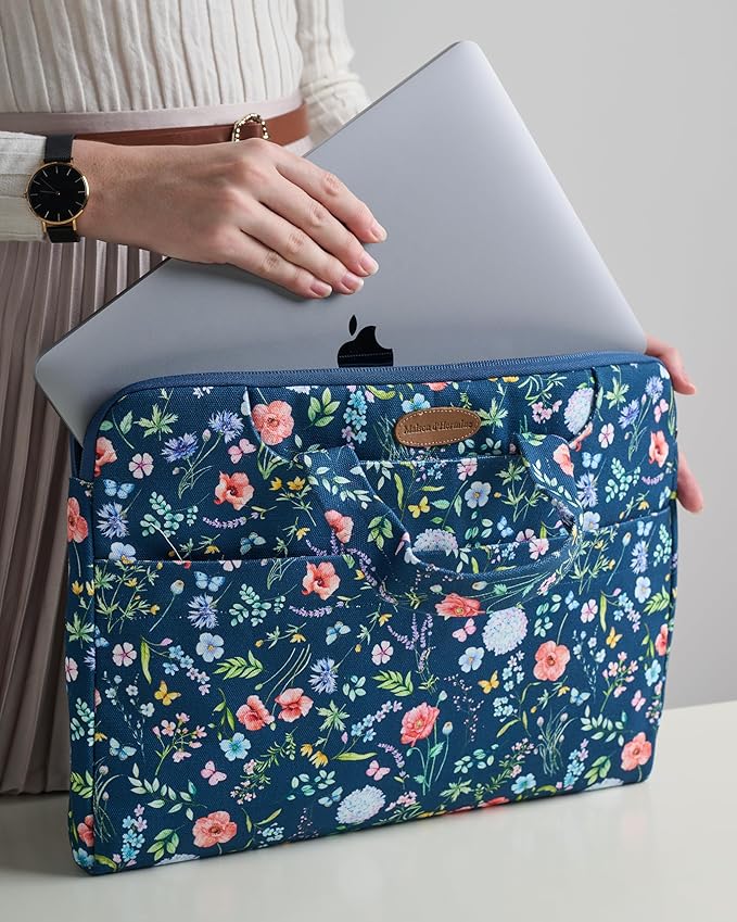 Maison d'Hermine Laptop Bag upto 13.5 inch Stain and water repellent Cotton canvas - Just Florals