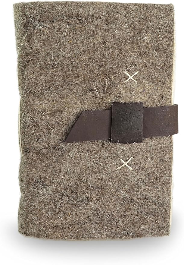 Kathmandu Valley Co. Nepali Traveler Vintage Journal with Handmade Wool Felt and Lokta Paper, 5x8 inch Office Notebook Planner, Made in the Himalayas of Nepal, Nature's Wool