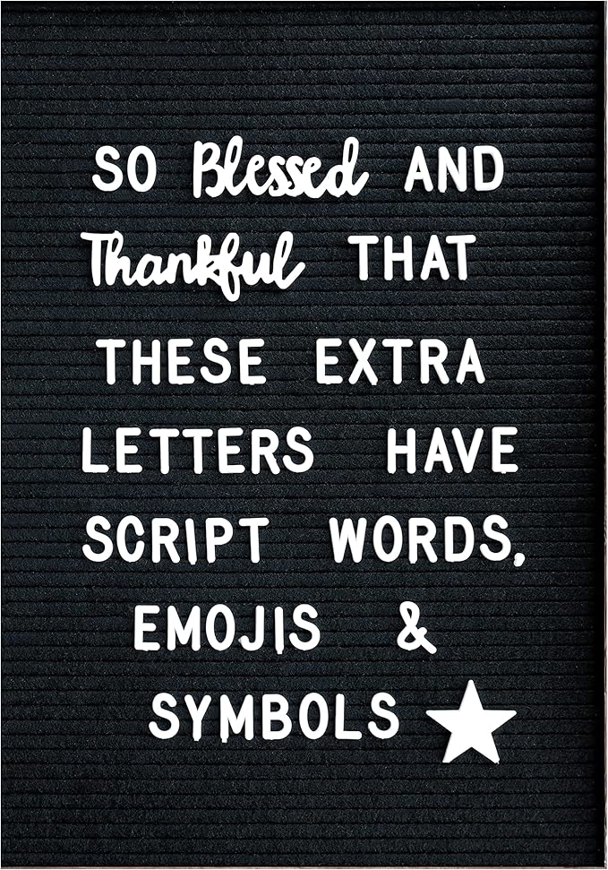 Extra Letters (NO BOARD INCLUDED) Symbols and Script Words for MAINEVENT Felt Letter Boards (Letters and Words Only Does not Include Board), Extra Set Of Letters for Message Boards