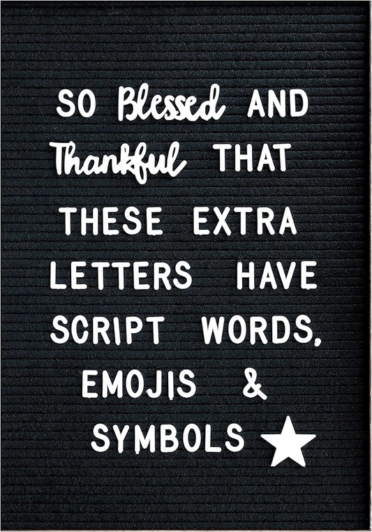 Extra Letters (NO BOARD INCLUDED) Symbols and Script Words for MAINEVENT Felt Letter Boards (Letters and Words Only Does not Include Board), Extra Set Of Letters for Message Boards