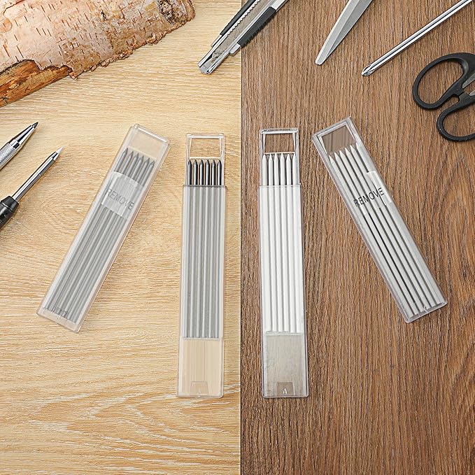 Hiboom 24 Pieces 2.8mm HB Refill for Carpenter Pencil, Study Long Lasting Pencil for Mechanical Pencil Woodworking Construction (Black, White)