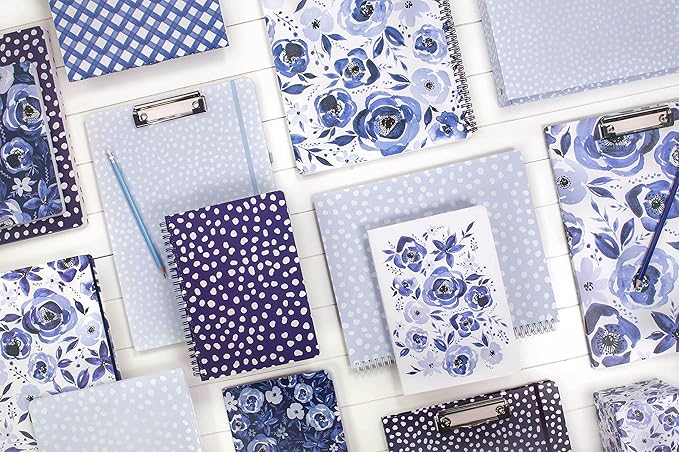 Steel Mill & Co Cute Large Spiral Notebook College Ruled, 11" x 9.5" with Durable Hardcover and 160 Lined Pages, Light Blue Dots