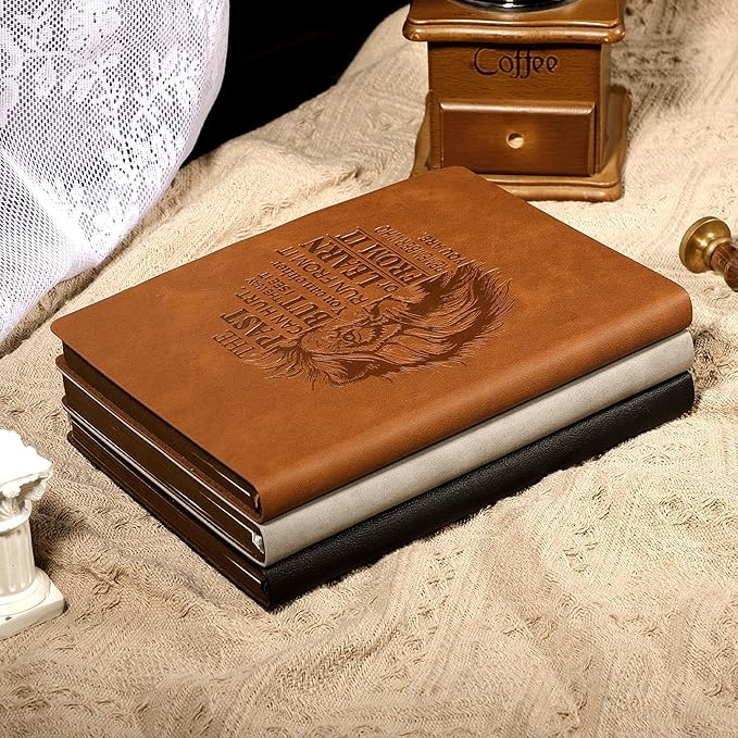 Leather Journal for Men Soft Cover 256 Pages Lined Journals for Writing A5 Lion Journaling Notebooks Vintage Travel Inspirational Diary, 5.7" x 8.3", Brown