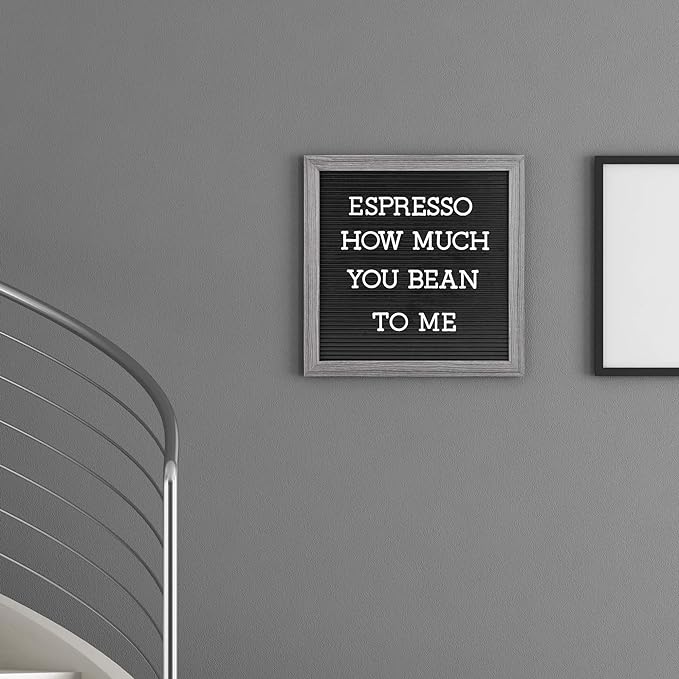 Plastic Letter Board with 376 Letters, Numbers & Symbols - 16 x 20 inch Changeable Message Board with Wooden Frame Wall Mount Hook, (Black Board & Grey Frame) by Veskaoty