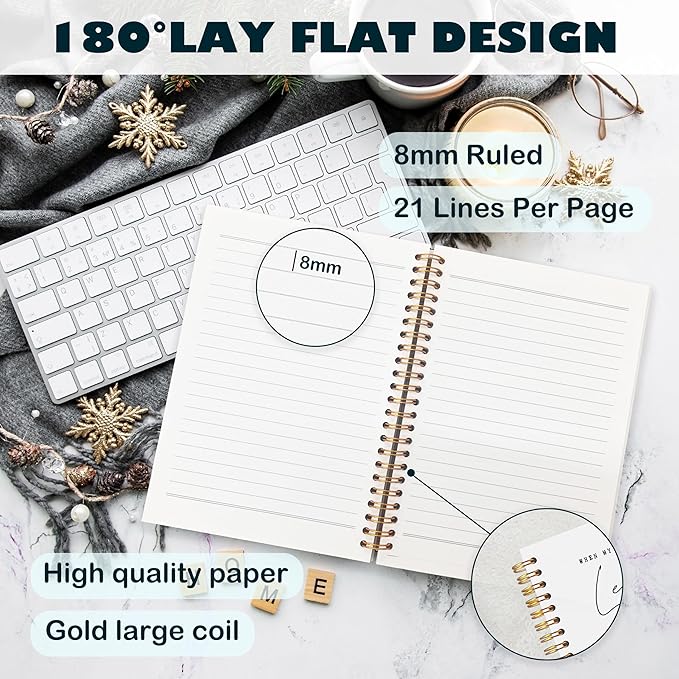 BearCake Christian Notebook Journal, Prayer Journal for Women, Lead Me To the Rock That is Higher Than I Bible Notebooks for Note Taking, Watercolor Woodland Hardcover Spiral Notebook 5.5x8.3