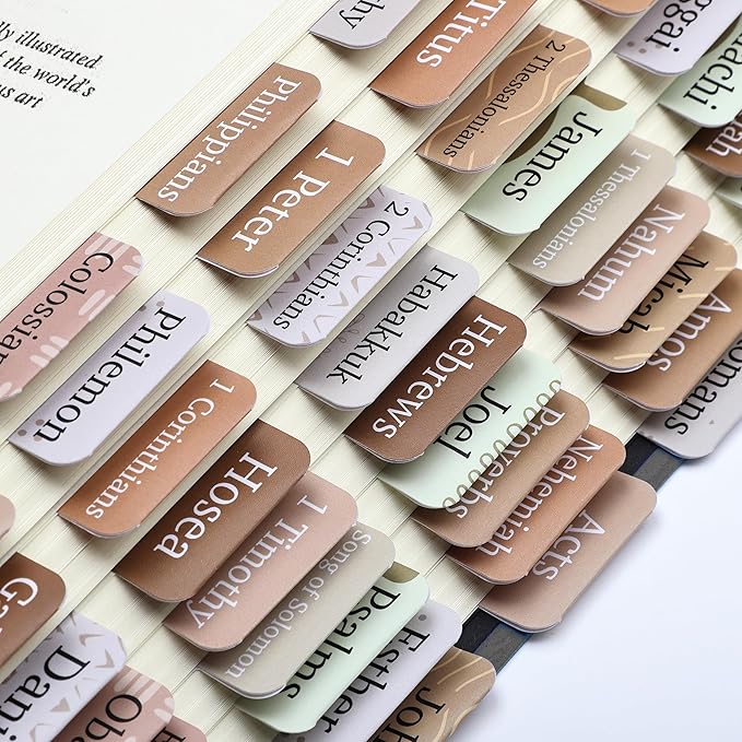 Mr. Pen- Bible Tabs, 75 Tabs, Coffee Palette, Laminated Bible Tabs for Women and Men, Bible Tabs for Study Bible, Bible Index Tabs, Bible Book Tabs, Bible Labels Tabs, Mr Pen Bible Tabs