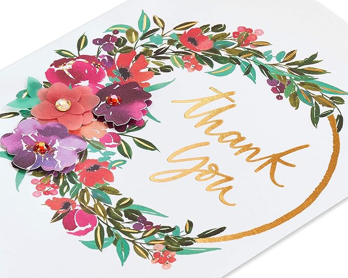 Papyrus Blank Thank You Card (Painterly Wreath)