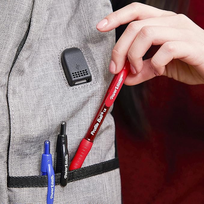 Paper Mate Ballpoint Pen, Profile Retractable Pen, Medium Point (1.0mm), Blue, 12 Count