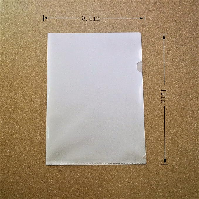 L-Type Plastic Folder Safe Project Pockets Transparent Clear Document Folder 12pcs for A4 paperPlastic Paper Jacket Sleeves in Assorted Project Folders