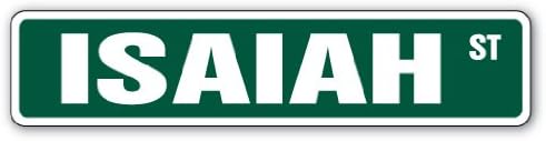 ISAIAH Street Sign Childrens Name Room Sign | Indoor/Outdoor | 18" Wide Plastic Sign