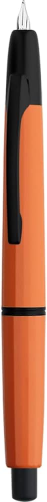 Majohn A2 Press Fountain Pen Extra Fine Nib with Box, Retractable Orange Resin Ink Pen with Converter Writing Set (Black Clip Version）