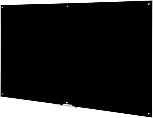 Black Glass Board Frameless Tempered Glass Dry Erase Board with Marker Tray for Interactive Office, Wall Mounted Frosted Glass Whiteboard (Black, 72" x 40")