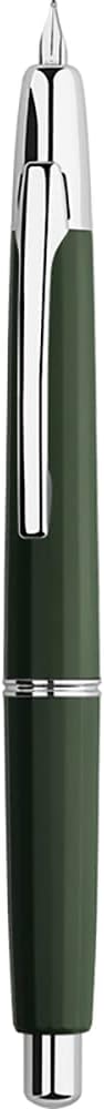 Majohn A2 Press Fountain Pen Extra Fine Nib with Box, Retractable Green Resin Ink Pen with Converter Writing Pen Set (Silver Clip Version）