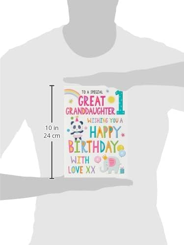 Regal Publishing Juvenile Birthday Card Age 1 Great Granddaughter - 9 x 6 inches,Yellow|White|red|Silver|Blue|Pink