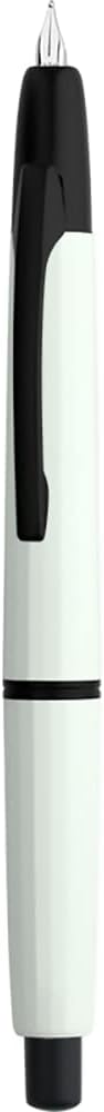 Majohn A2 Press Fountain Pen Extra Fine Nib with Box, Retractable White Resin Ink Pen with Converter Writing Set (Black Clip Version）