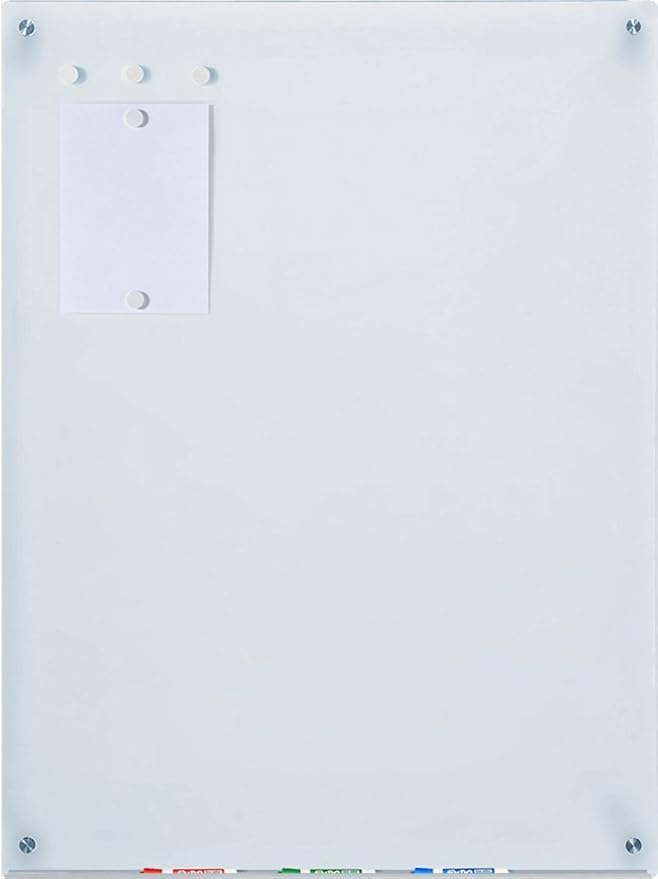 Audio-Visual Direct Magnetic White Glass Dry-Erase Board Set - 4' x 3' - Includes Magnets, Hardware & Marker Tray