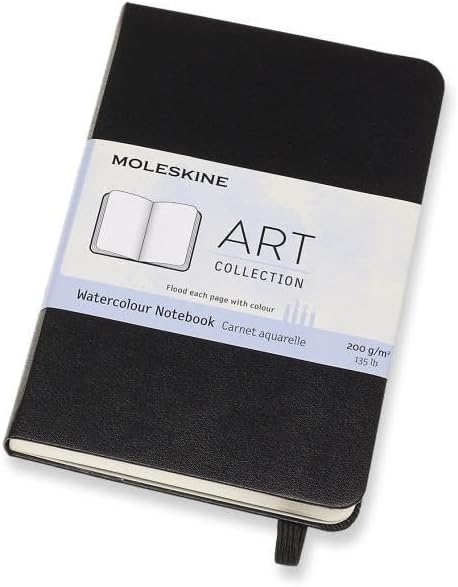 Moleskine Art Watercolor Notebook, Hard Cover, Pocket (3.5" x 5.5") Plain/Blank, Black, 60 Pages