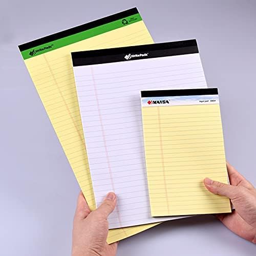 KAISA Legal Pad 14" Large Writing Pads Notepads, Wide Ruled 8.5"x14" Legal Pad, 50 Sheets Perforated Recycled Paper Pads, Canary 12pad, KSU-6658