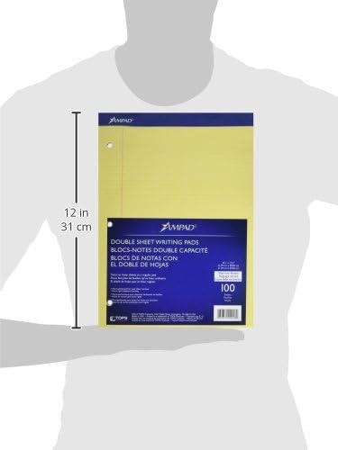 Ampad Evidence Dual Pad, Narrow/Margin Ruled, Size 8.5 x 11.75 Inches, Canary Paper, 100 Sheets Per Pad (20-246),