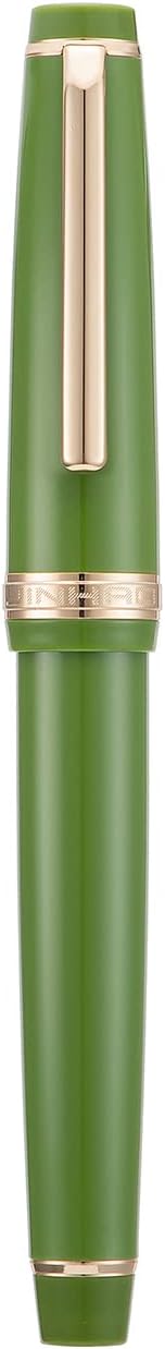 Jinhao 82 Avocado Green Acrylic Fountain Pen, Iridium Bent Nib Classic Design Smooth Writing Pen with Ink Converter (Gold Trim)