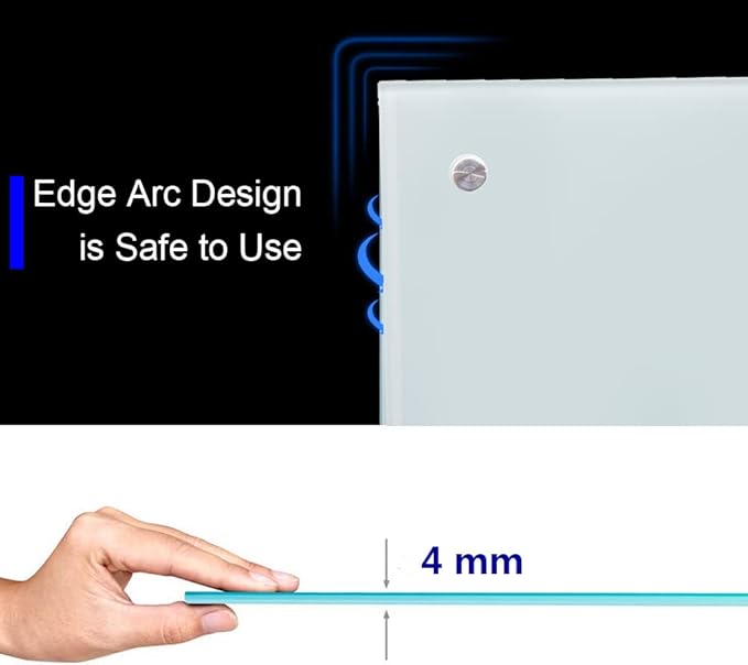 Large Glass Whiteboard Frameless Tempered Glass Dry Erase Board with Marker Tray for Interactive Office, Wall Mounted Frosted Glass Whiteboard (White, 72" x 40")