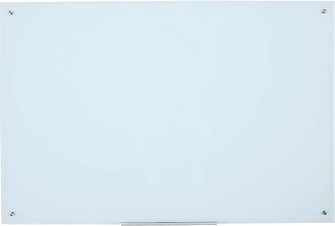 Glass Whiteboard Frameless Tempered Glass Dry Erase Board with Marker Tray for Interactive Office, Wall Mounted Frosted Glass Whiteboard, White, 60" x 40"