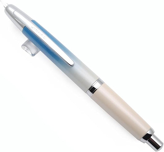 JINHAO 10 Press Fountain Pen, Retractable Metal Pen with Ink Converter (EF Nib 0.38mm, Gradient Blue)