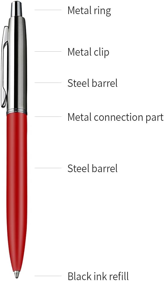 ChaoQ 6 Pcs Ballpoint pens, Refillable & Retractable Metal Ballpoint pens 1.0mm Medium Point Smooth Writing Pens School Office Supplies Gifts, 12 Extra Replaceable Refills, Black/Blue/Red Inks