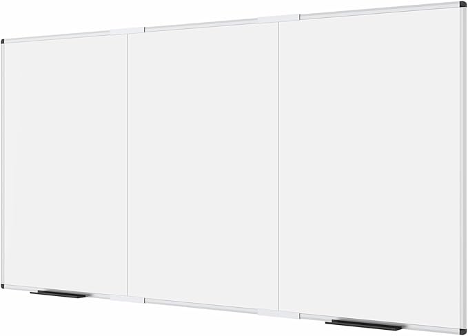 VIZ-PRO Large Magnetic Whiteboard/Foldable Dry Erase Board, 96 X 48 Inches, Wall Mounted White Board for School Office and Home 8' x 4'
