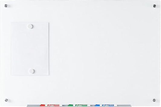 Audio-Visual Direct Magnetic Ultra White Glass Dry-Erase Board Set - 3' x 2' - Includes Magnets, Hardware & Marker Tray