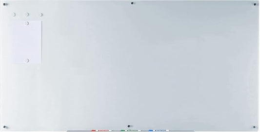 Audio-Visual Direct Magnetic White Glass Dry-Erase Board Set - 6' x 3' - Includes Magnets, Hardware & Marker Tray